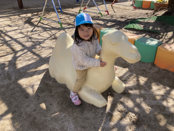 1歳児クラス　のびのびと戸外遊びを楽しんでいます。