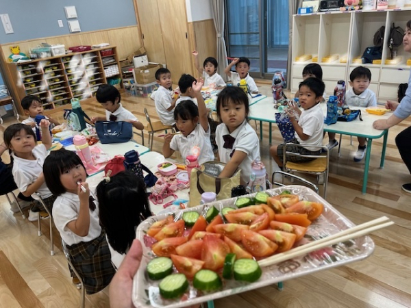 園で収穫したお野菜いただきました！