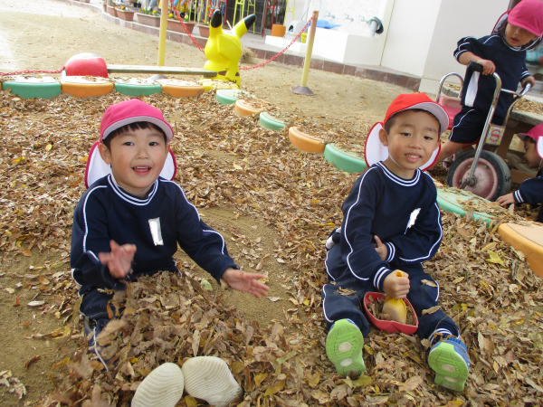 園庭で季節の変化を感じています！