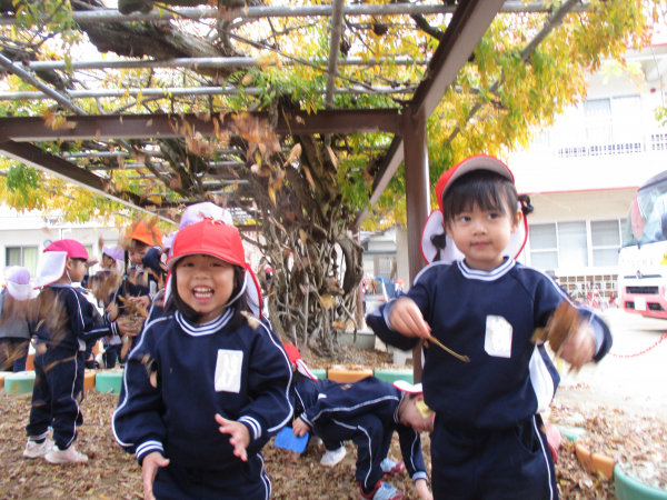 園庭で季節の変化を感じています！